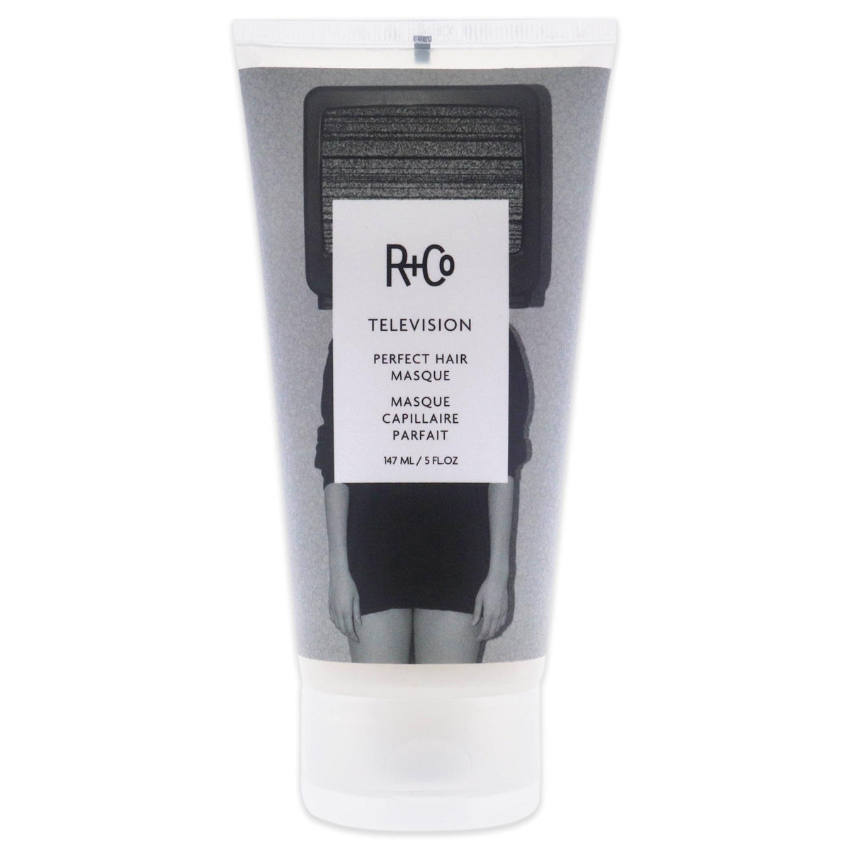 R+Co TELEVISION front jar showing packaging and size benefit salon-quality treatment