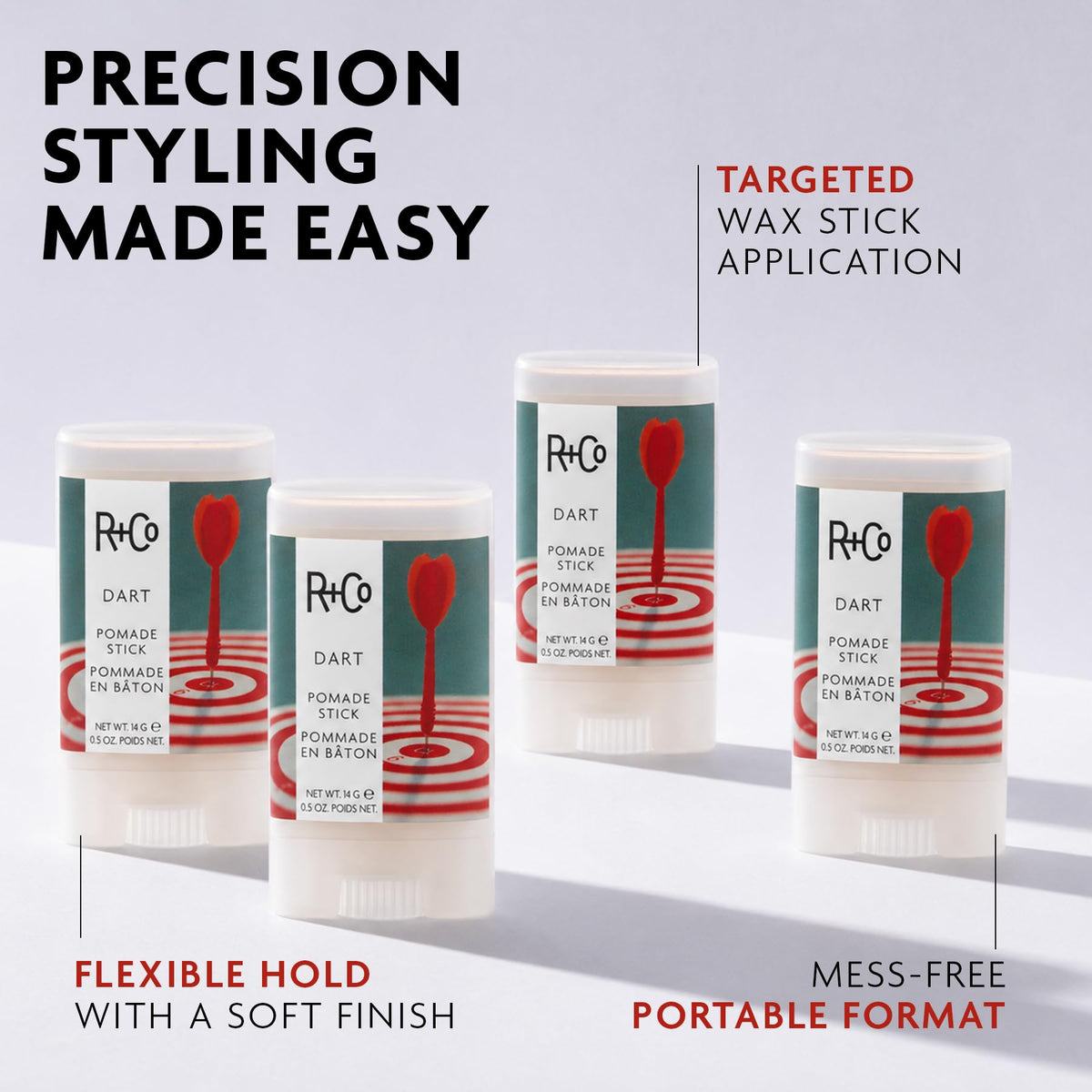 R+Co wax texture close-up highlighting smooth, non-greasy formula
