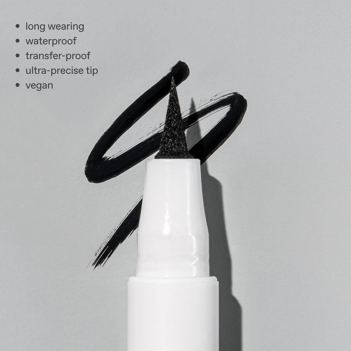 r.e.m. beauty eyeliner applied to model eye showing smooth waterproof finish