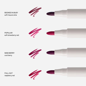 r.e.m. beauty lip stain in use on model showing comfortable longwear benefit