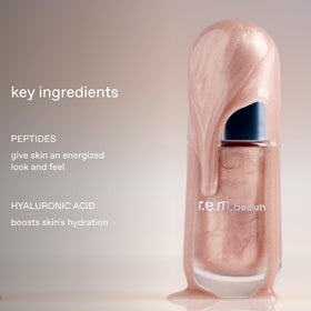 r.e.m. beauty Dreamglow applied to cheek showing easy blendability and natural radiance