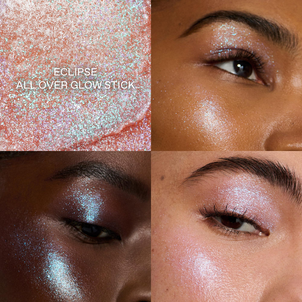r.e.m. beauty Eclipse Glow Stick swatched on lips showing buildable rosy Fembot shade