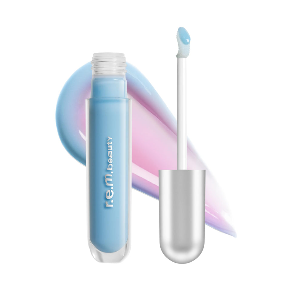r.e.m. beauty front packaging showing cotton candy ph and glossy balm benefits