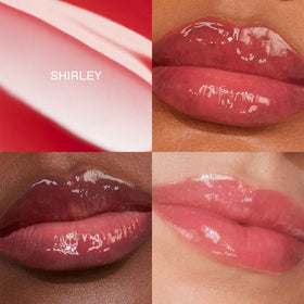 r.e.m. beauty texture swipe highlighting glossy, non-sticky hydration benefit