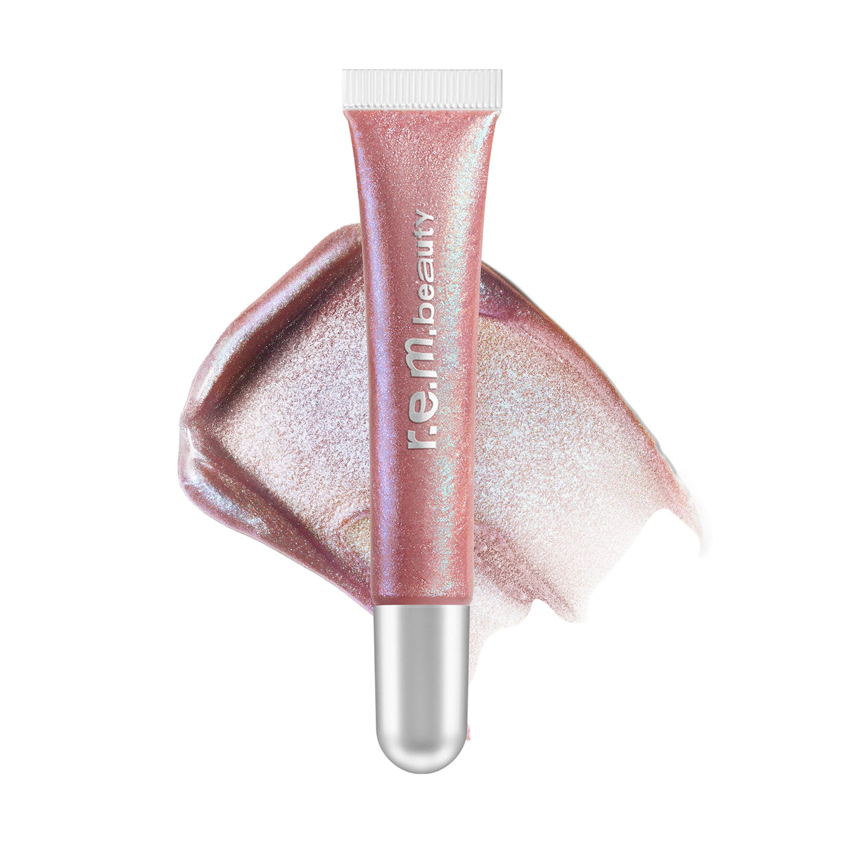 r.e.m. beauty front packaging showing product name and iridescent shine benefit