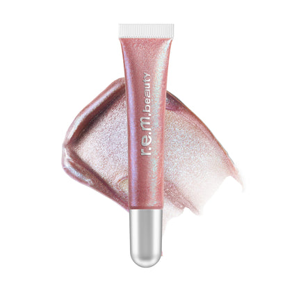 r.e.m. beauty front packaging showing product name and iridescent shine benefit