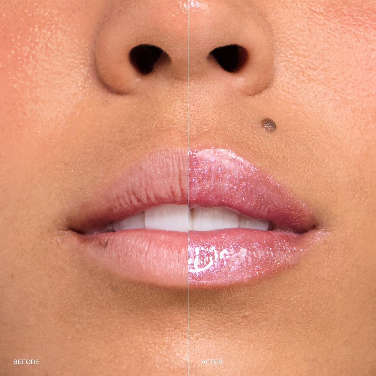 r.e.m. beauty texture swirl of gloss showing creamy shine and hydrating consistency