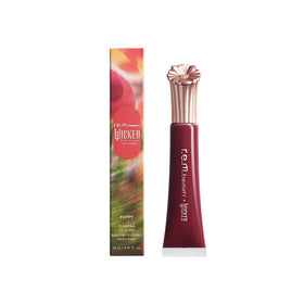r.e.m. beauty front packaging showing Plum Petals and high-shine finish benefit