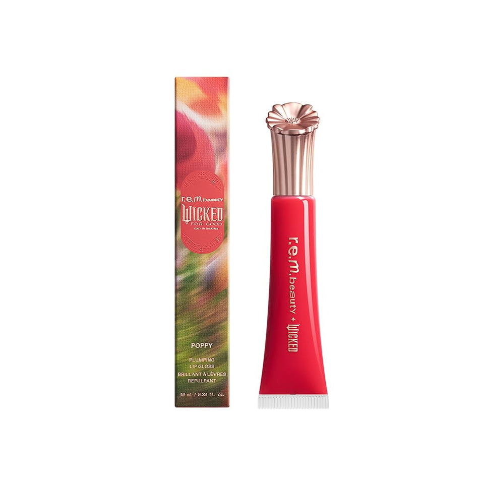 r.e.m. beauty front packaging shows glossy red shade and bold branding for confident wear