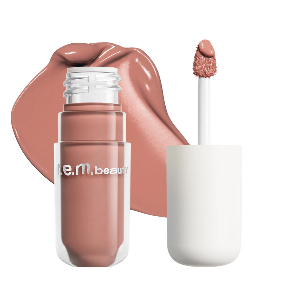 r.e.m. beauty front packaging showing BRB shade and sleek bottle design for easy storage