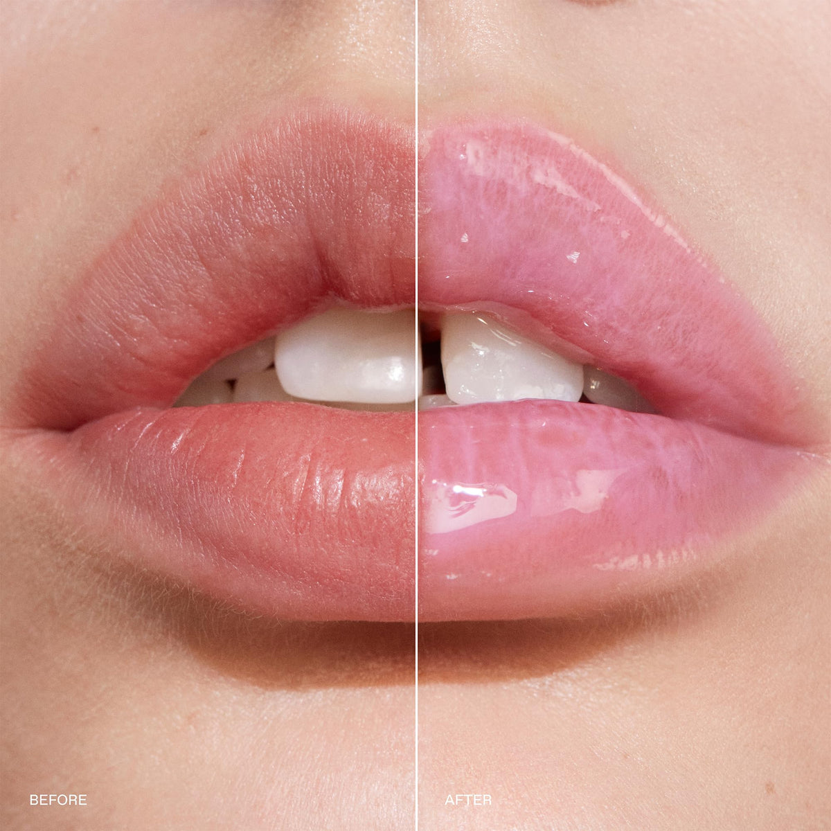 r.e.m. beauty gloss texture swatch showcasing shiny, non-sticky hydration