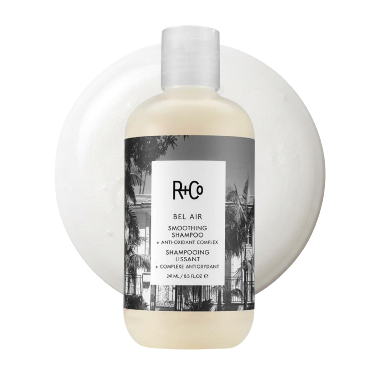 R+Co bottle front packaging showing brand and sleek design benefits polished look