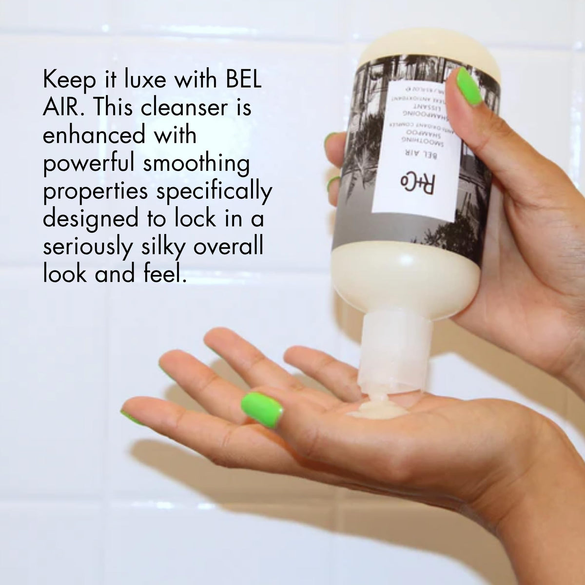 R+Co pump dispenser close-up showing easy application and controlled use