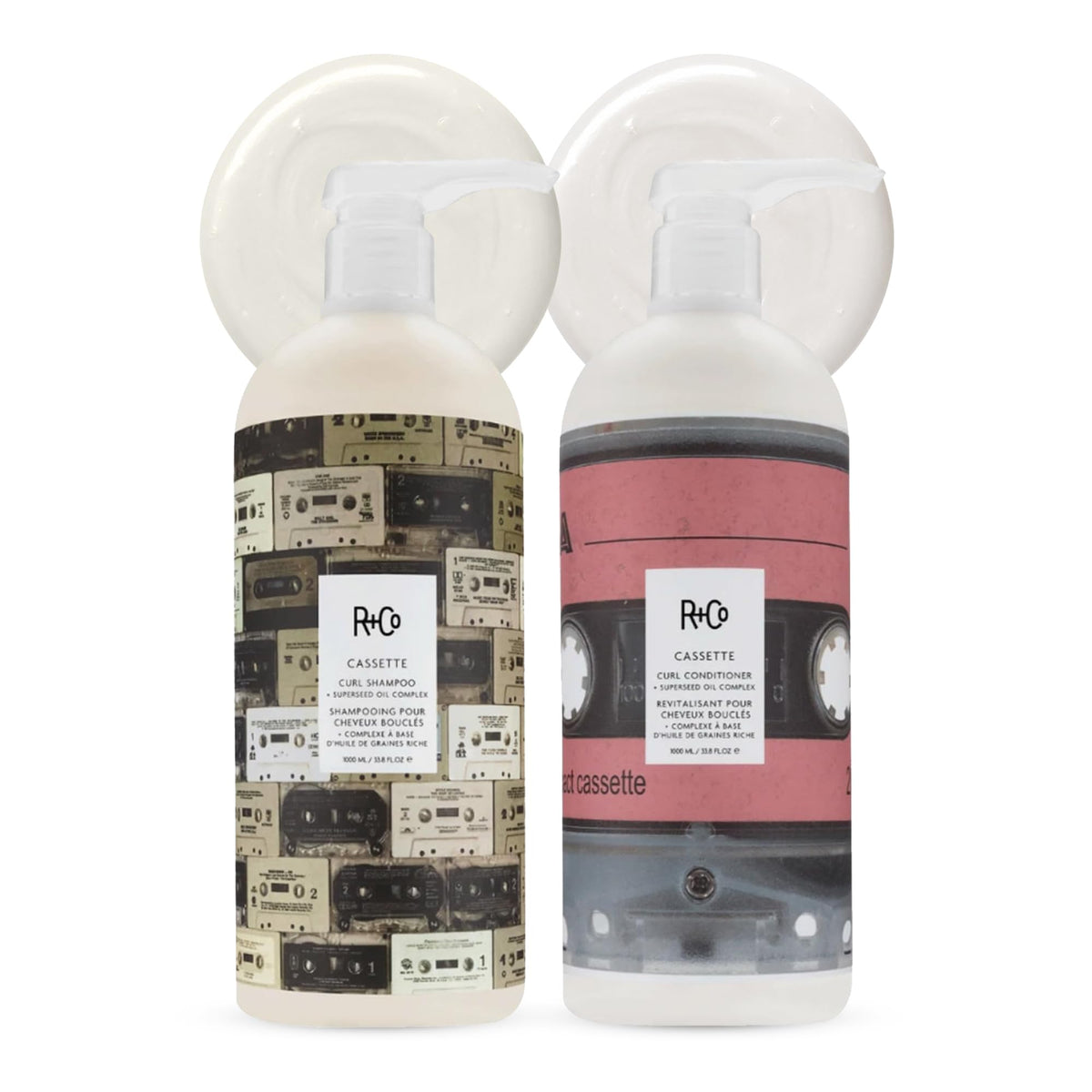 R+Co Cassette front packaging showing liter bottles and label benefits