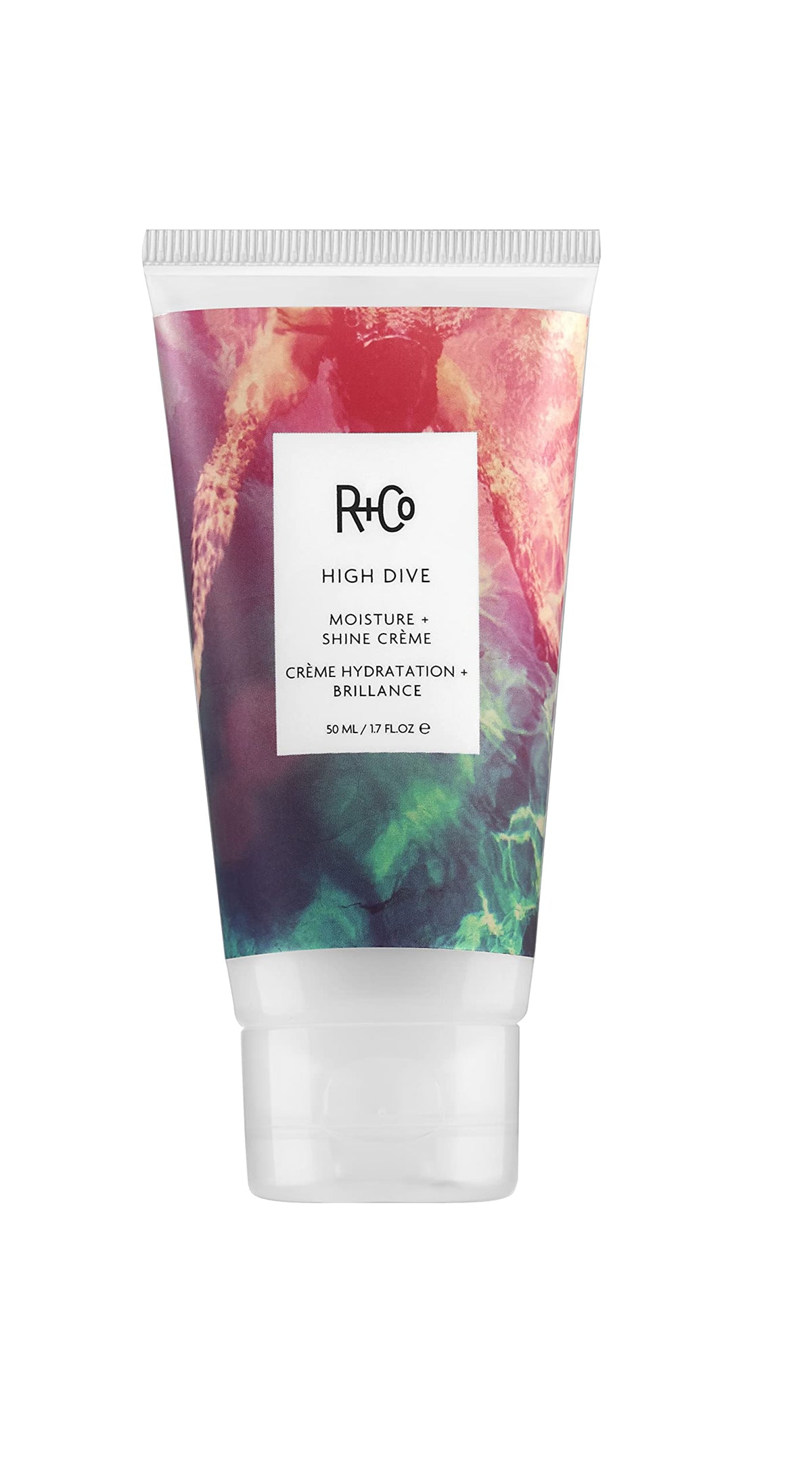 R+Co HIGH DIVE front packaging showing label and size, communicates professional hydration