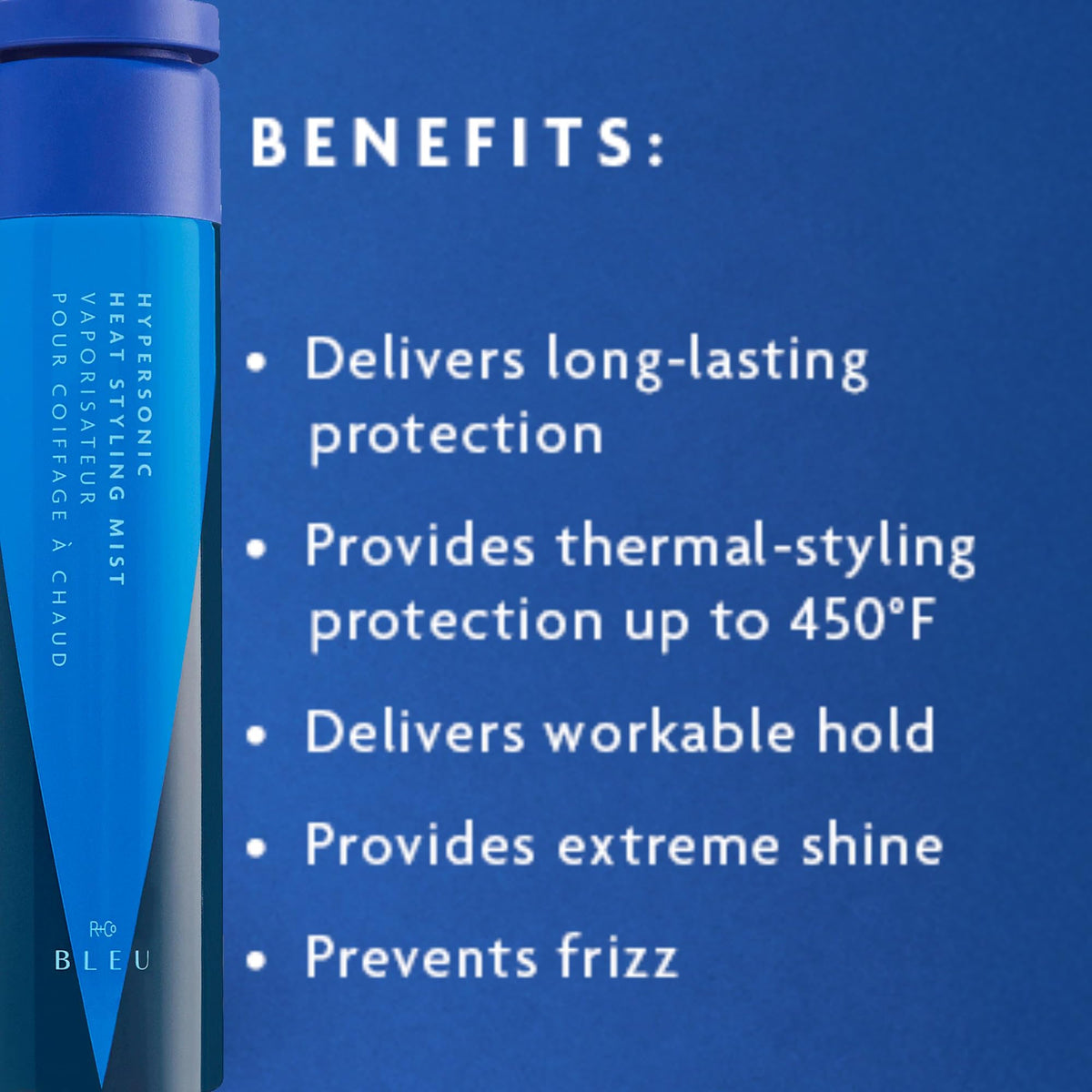 R+Co Hypersonic in use with blow-dryer illustrating heat protection and styling support