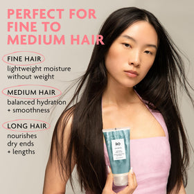 R+Co Waterfall with babassu oil visual highlighting nourishing lightweight moisture benefits