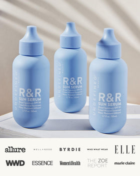 R&R Sun Serum lifestyle shot outdoors illustrating pollution and blue light defense