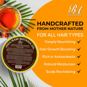 RA COSMETICS close-up label that highlights natural ingredients and origin