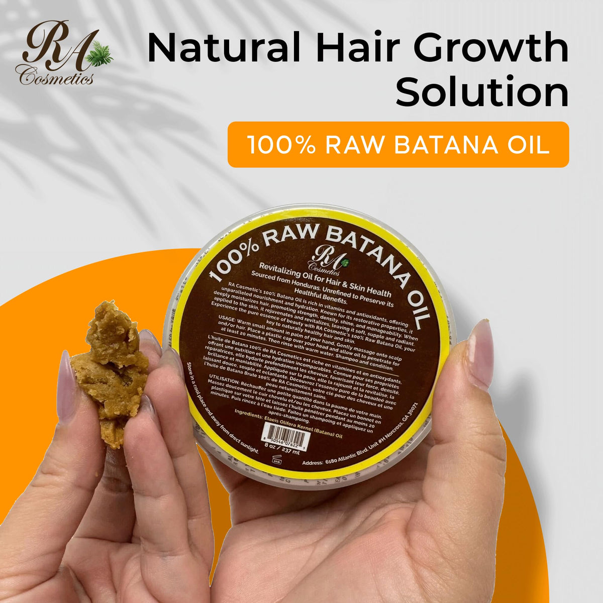 RA COSMETICS batana oil pouring from bottle demonstrating easy application and hydration