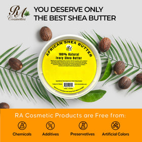 RA COSMETICS label and jar detail showing handcrafted Ghanaian origin authenticity