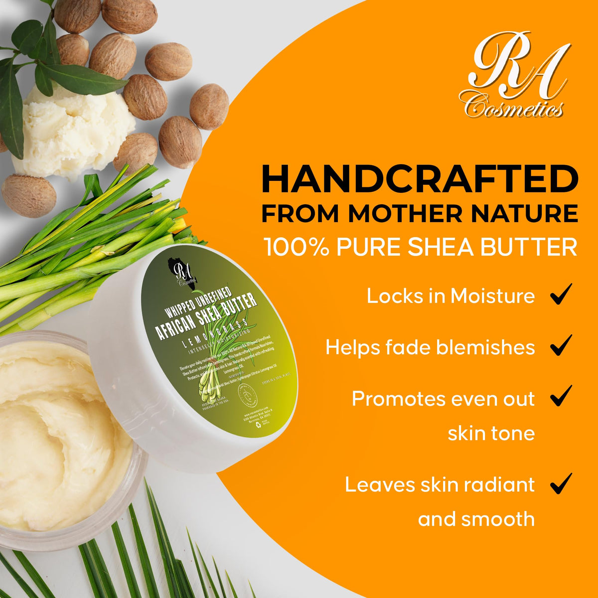 RA COSMETICS lemongrass ingredient close-up highlighting natural freshness