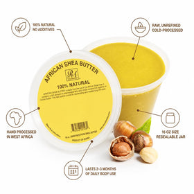 RA COSMETICS open jar showing creamy yellow shea butter and raw nourishment