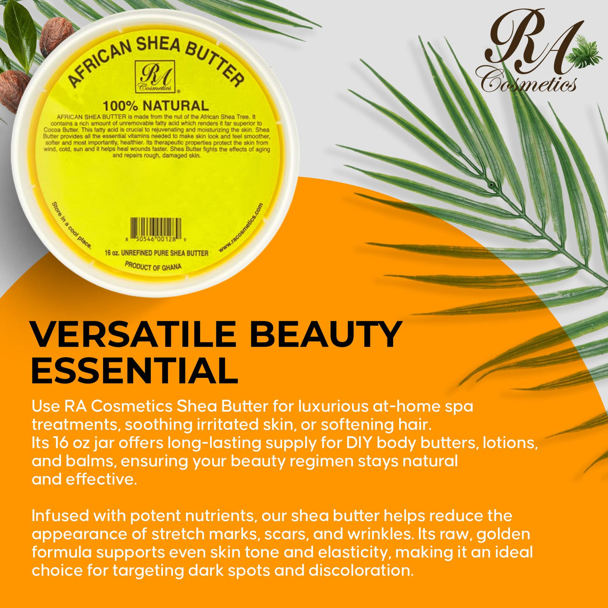 RA Cosmetics 16 oz jar next to hand showing scale and long-lasting supply