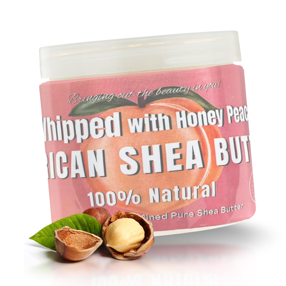 RA COSMETICS jar front showing label and honey peach scent, highlights natural ingredients