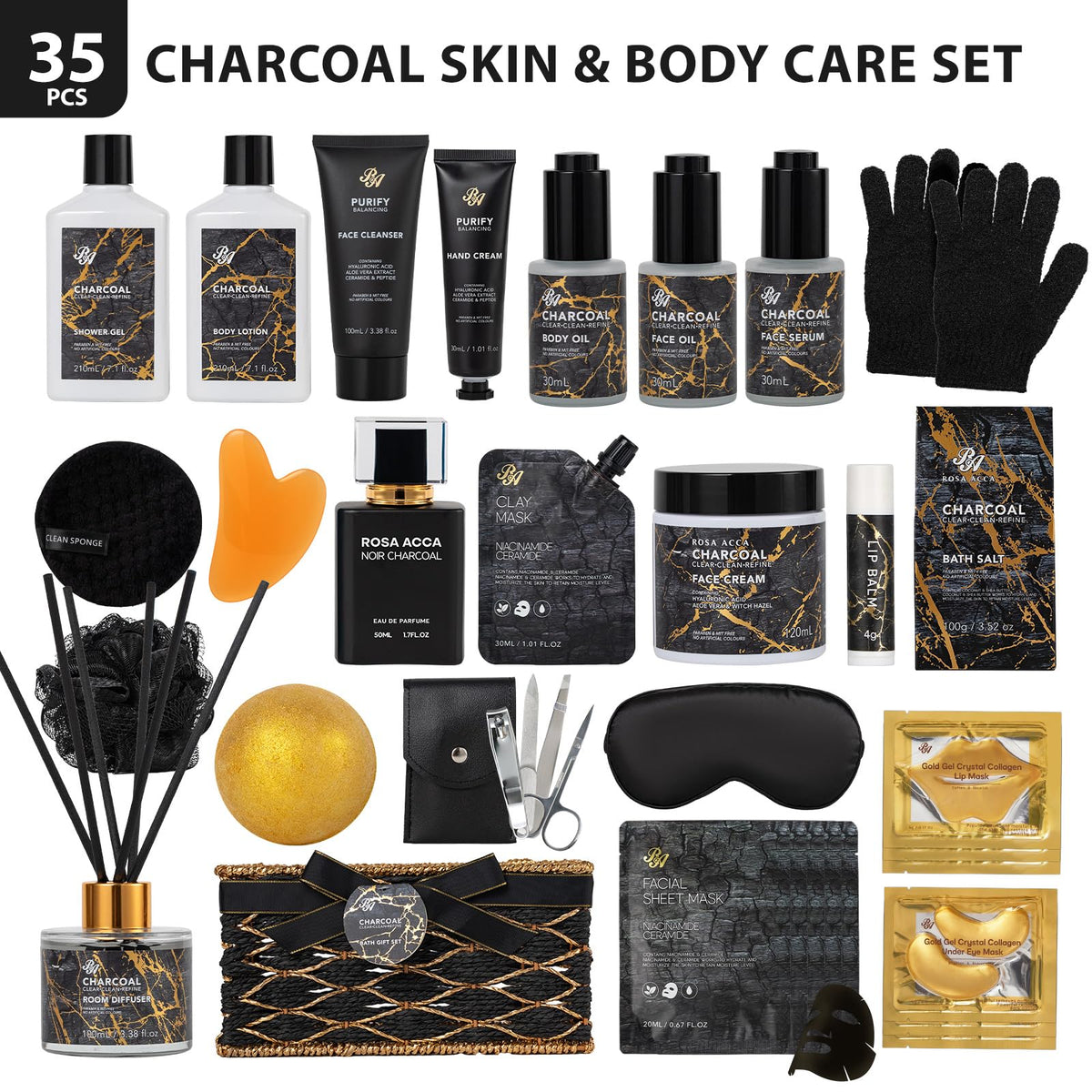 RA ROSA ACCA arranged basket contents displaying variety for an at-home spa