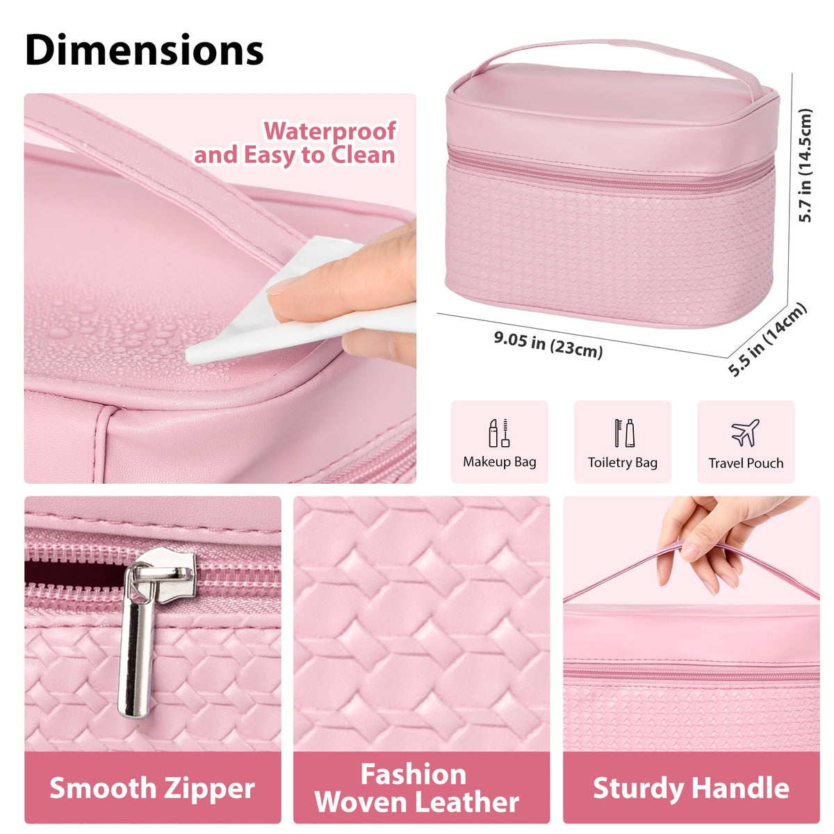 RA ROSA ACCA cosmetic bag open showing organized travel-ready storage