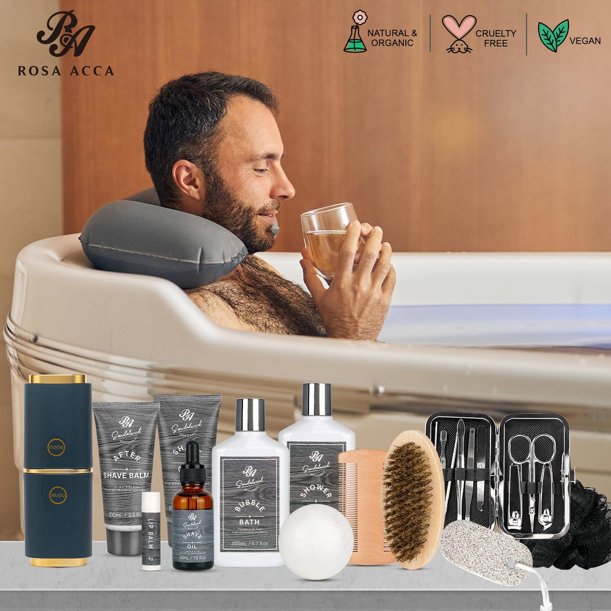 RA ROSA ACCA kit next to a toothbrush for clear size and packing scale
