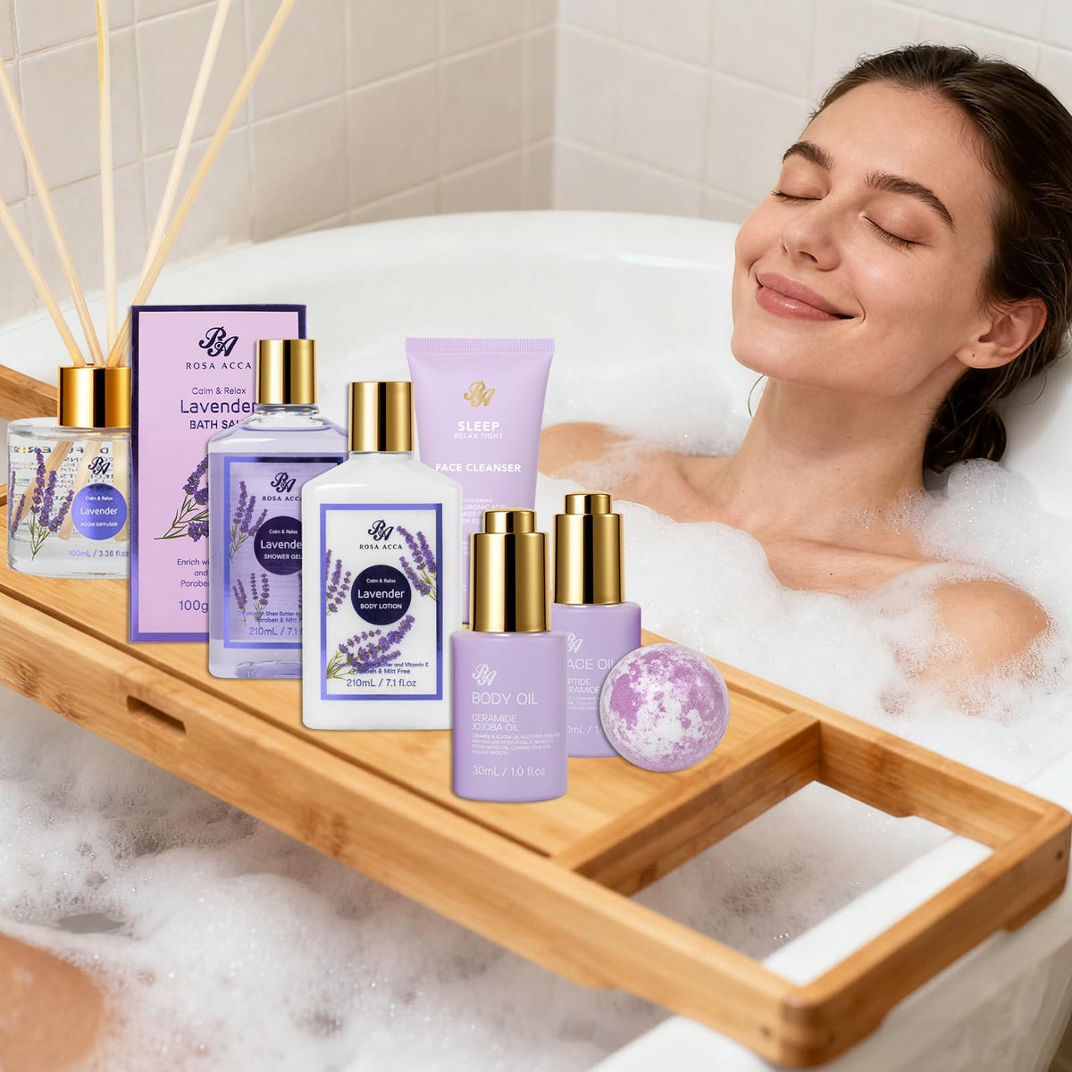 RA ROSA ACCA spa accessories laid out including gua sha and silk mask for pampering
