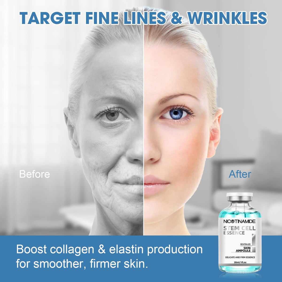 Racgrul ampoule placed next to a microneedling roller illustrating compatibility with microneedling routines
