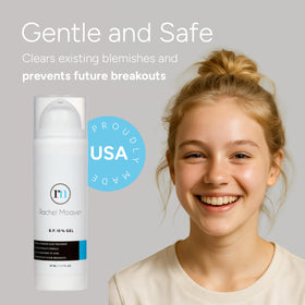 Rachel Moayer Skincare gel on chest showing body-coverage benefit for back and chest acne