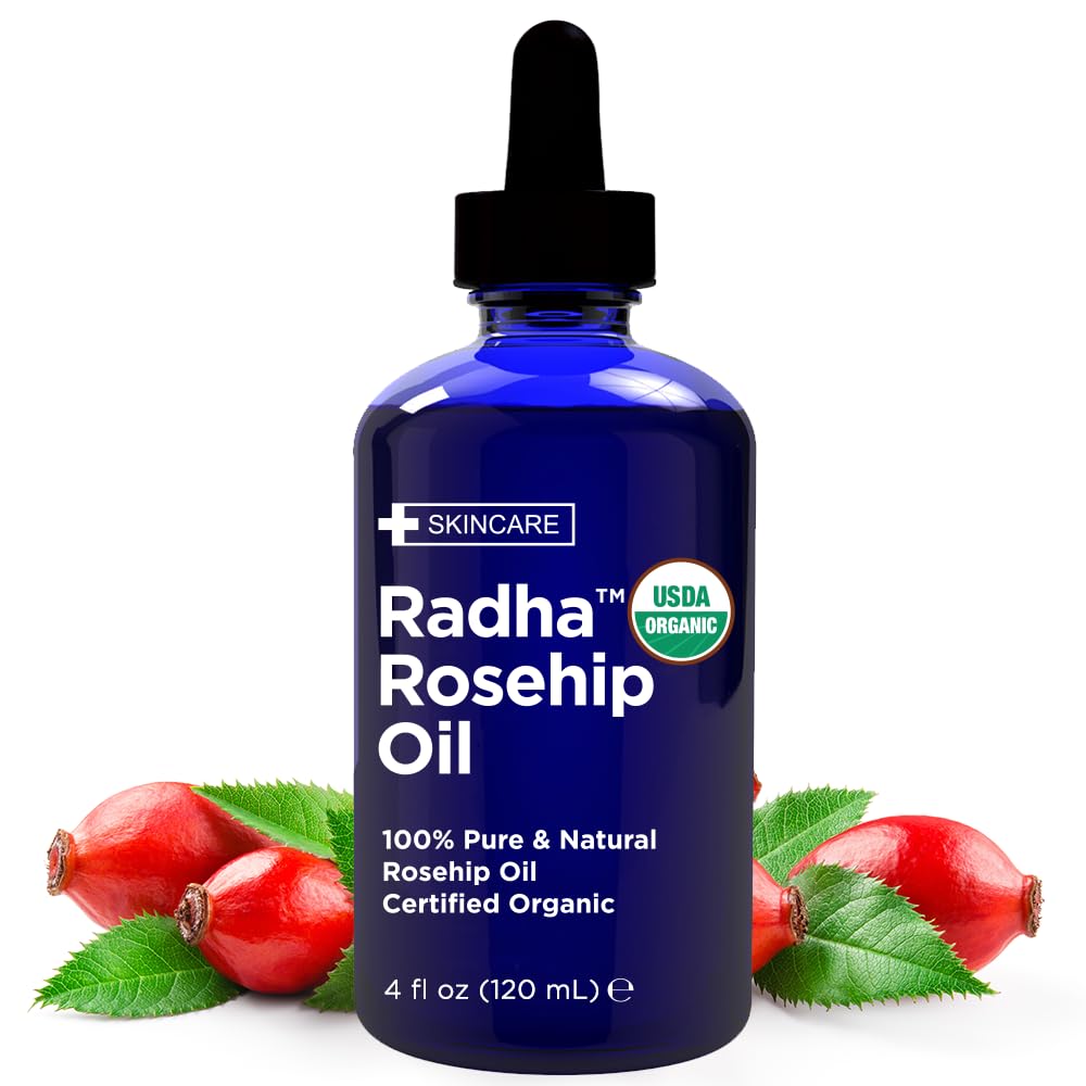 Radha Beauty front label showing 4 oz bottle and purity benefits