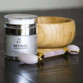Radha Beauty jar on vanity styled for daily routine and travel convenience