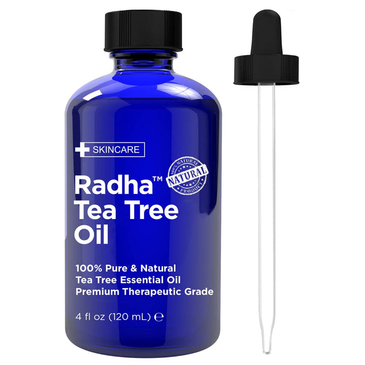 Radha Beauty cobalt bottle front packaging showing label and volume benefit