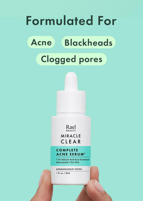 Rael close-up label highlighting active ingredients for clearer pores