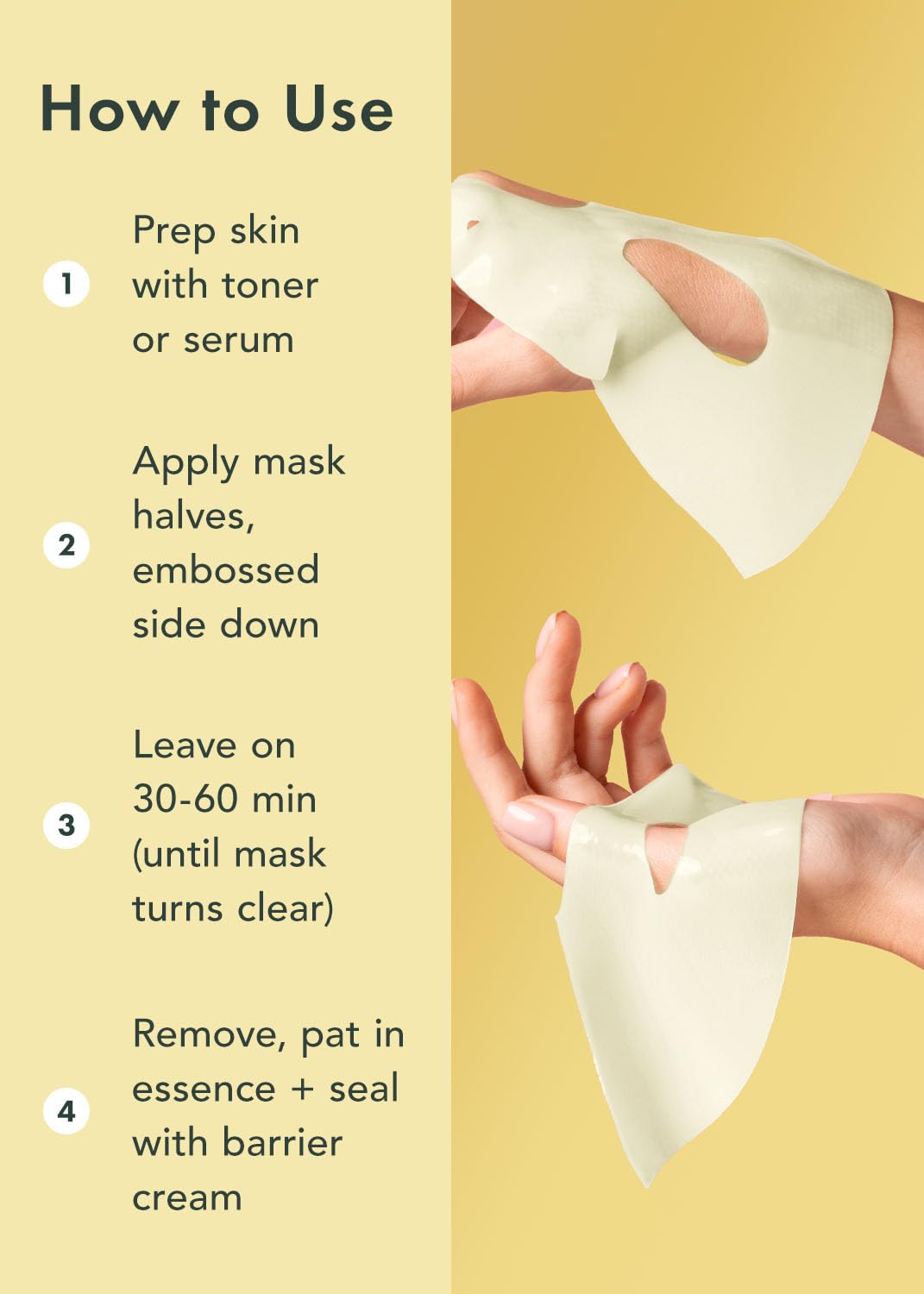 Rael mask next to hand showing size and coverage benefit
