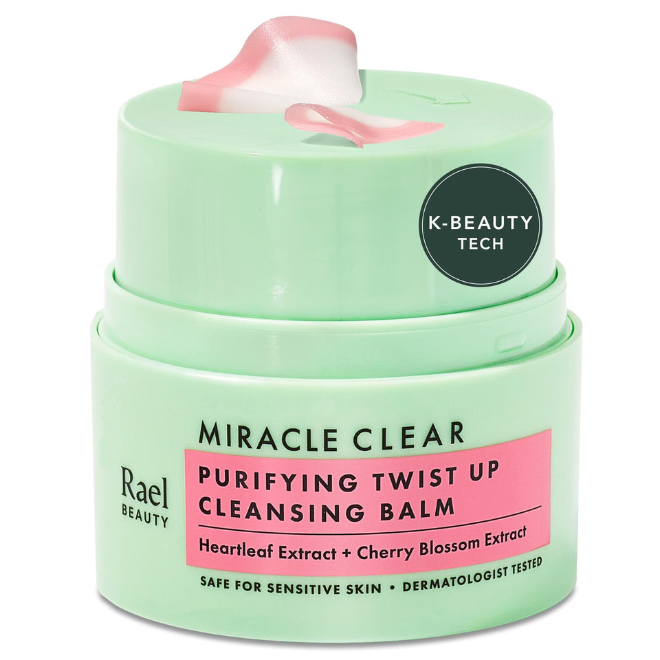 Rael front packaging showing compact cleansing balm, neat travel-friendly design