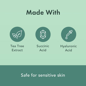 Rael ingredient label view showing tea tree and willow bark for natural-derived support