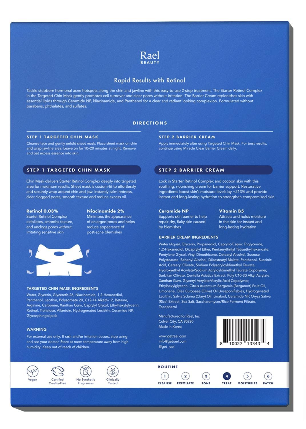 Rael ingredient illustration with ceramide niacinamide retinol benefits