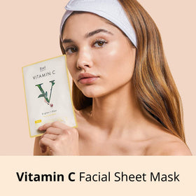 Rael woman wearing sheet mask in use for a relaxing spa benefit