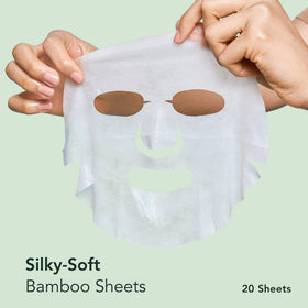 Rael close-up of one unopened sheet mask package highlighting texture