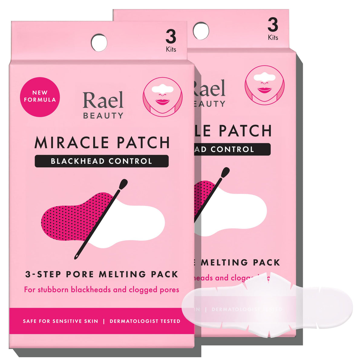 Rael front packaging showing kit and benefits for clearer pores