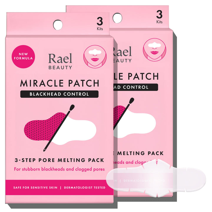 Rael front packaging showing kit and benefits for clearer pores