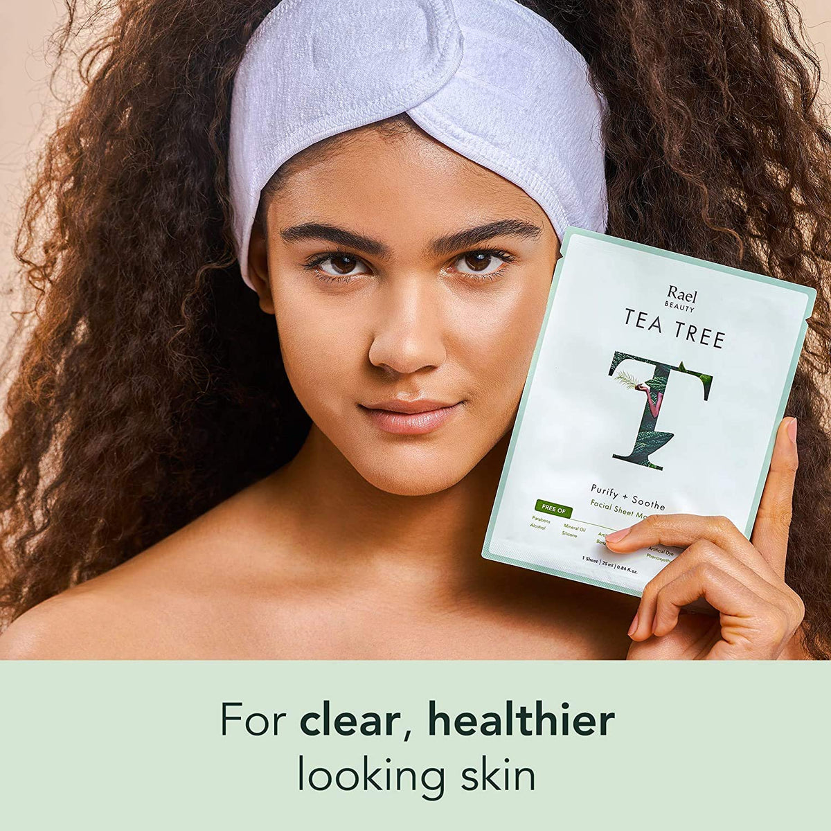 Rael ingredient flatlay with tea tree and cica highlighting gentle purification
