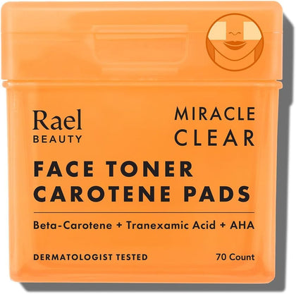 Rael front packaging showing 70-count and dual-textured pads, convenient travel benefit