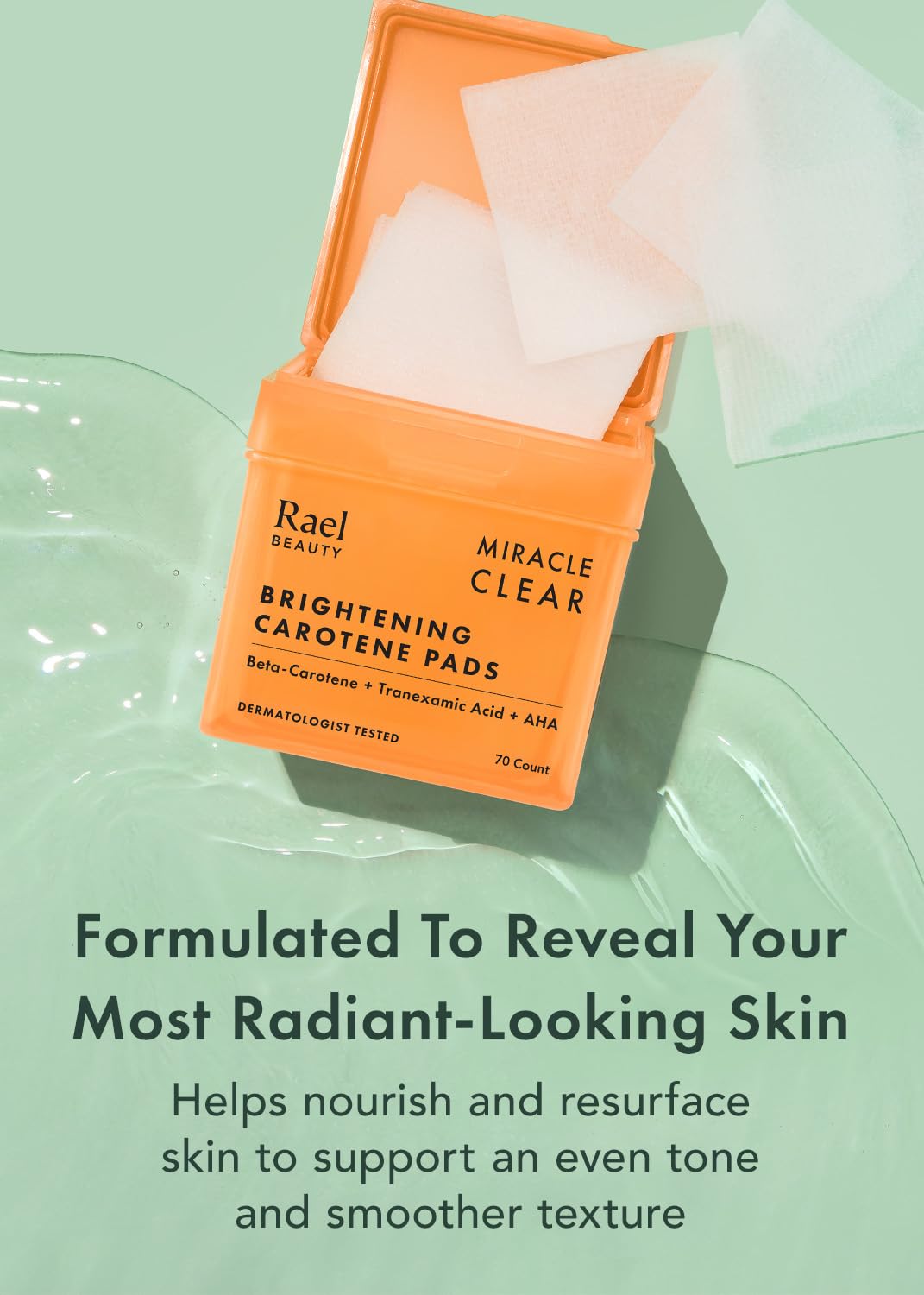 Rael open jar revealing pre-soaked pads, ready-to-use for time-saving skincare